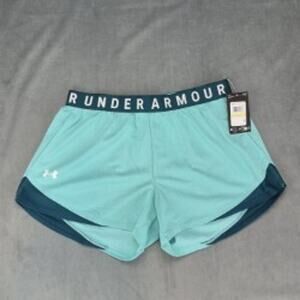 Under Armour Play Up Shorts 1344552 Women's 3.0 Running Athleisure Teal M